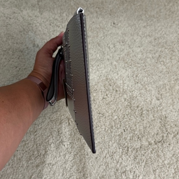 NWT Michael Kors Jet Set Travel Large Studded Metallic Silver Patchwork … - Picture 7 of 9